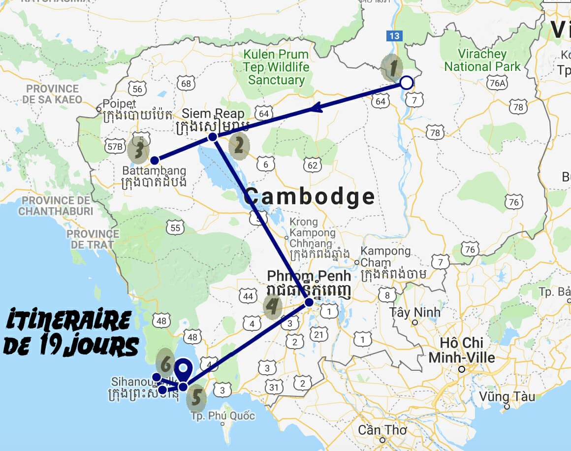 itineraire cambodge carte