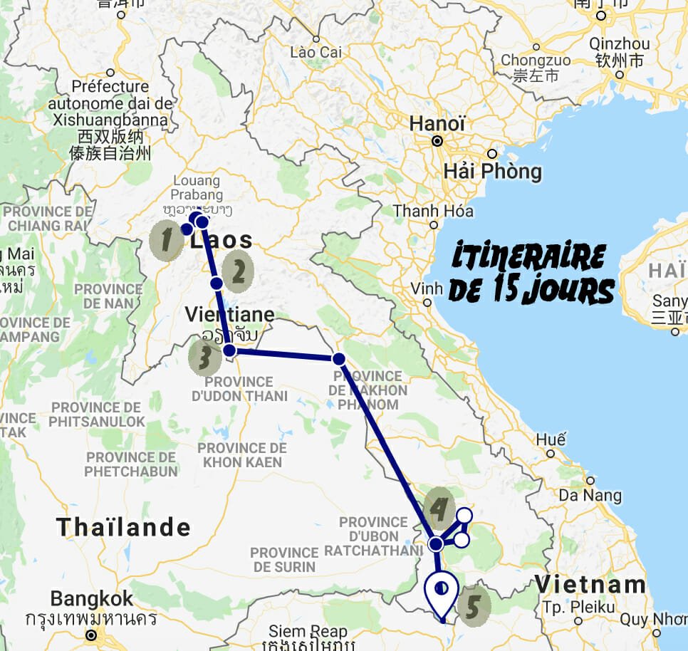 itineraire laos carte
