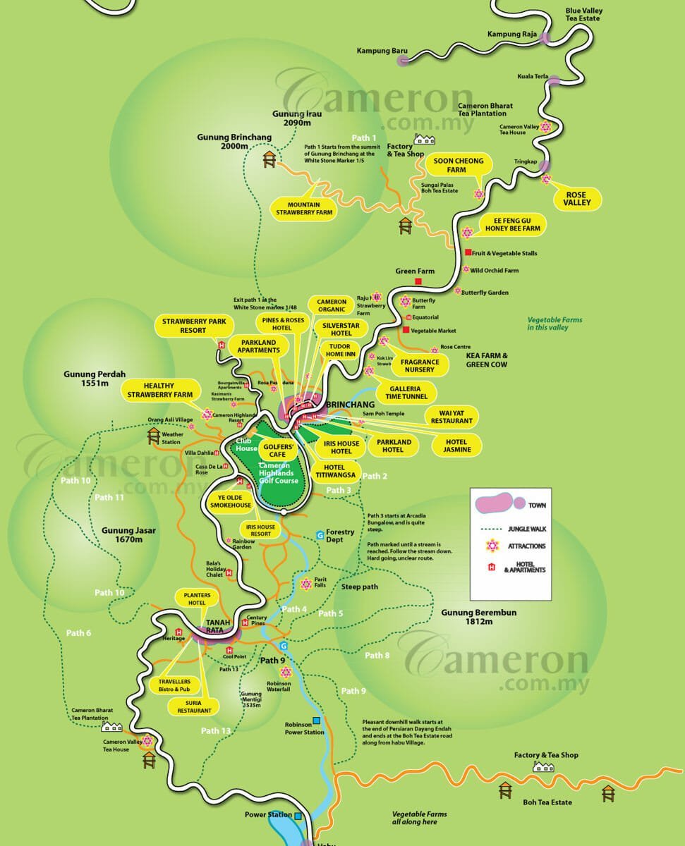 carte cameron highlands malaisie carte cameron highlands malaisie