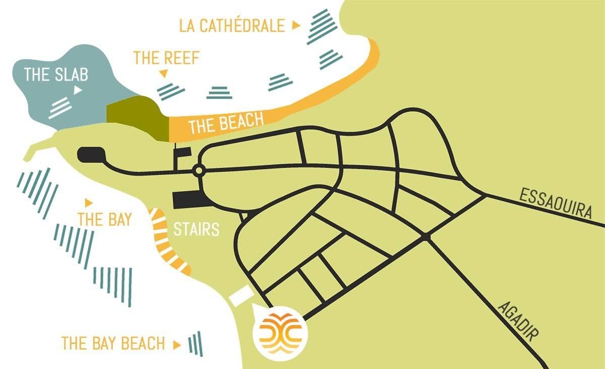 Carte surf spot imsouane maroc