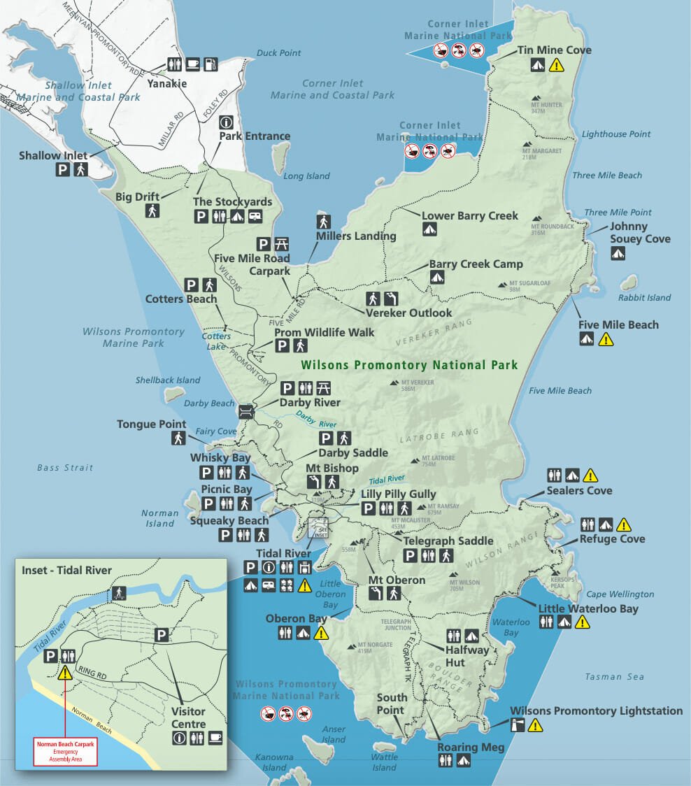 carte wilsons promontory parc national