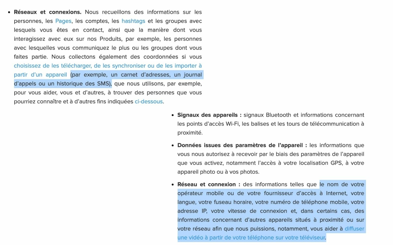 termes et conditions instagram