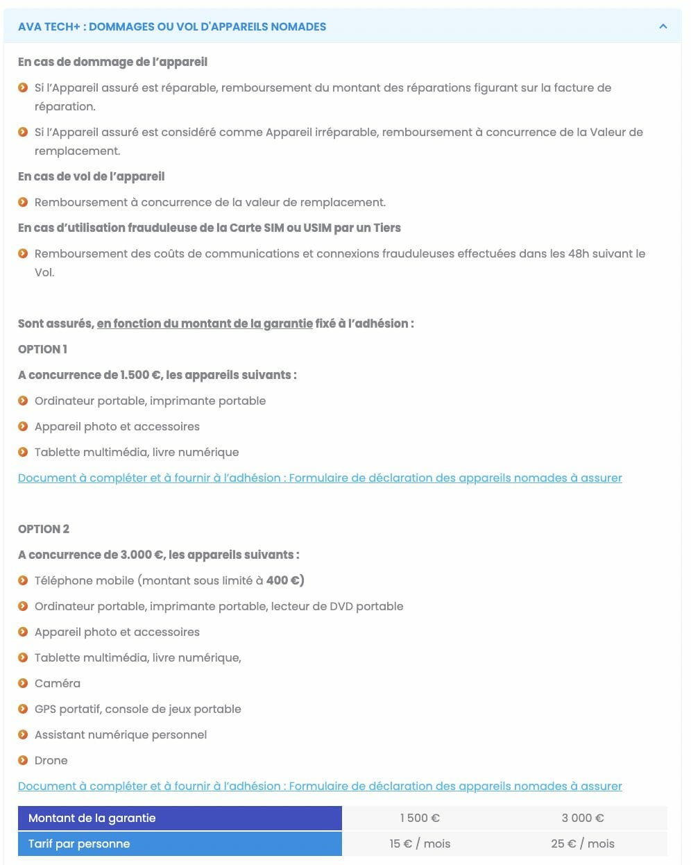 assurance matériel de valeur voyage