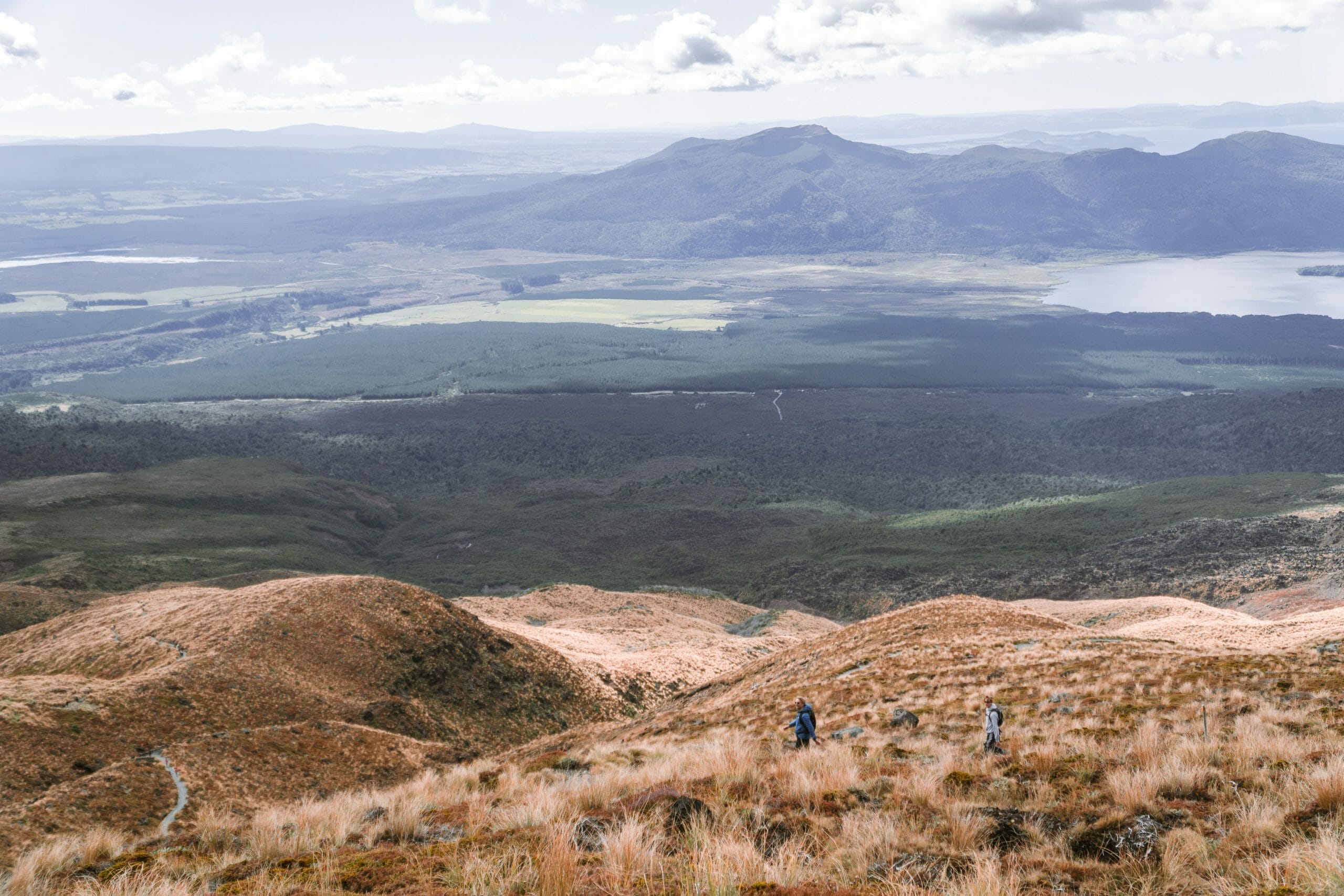 descente jusqu'à l'arrivée randonnée tongariro alpine crossing