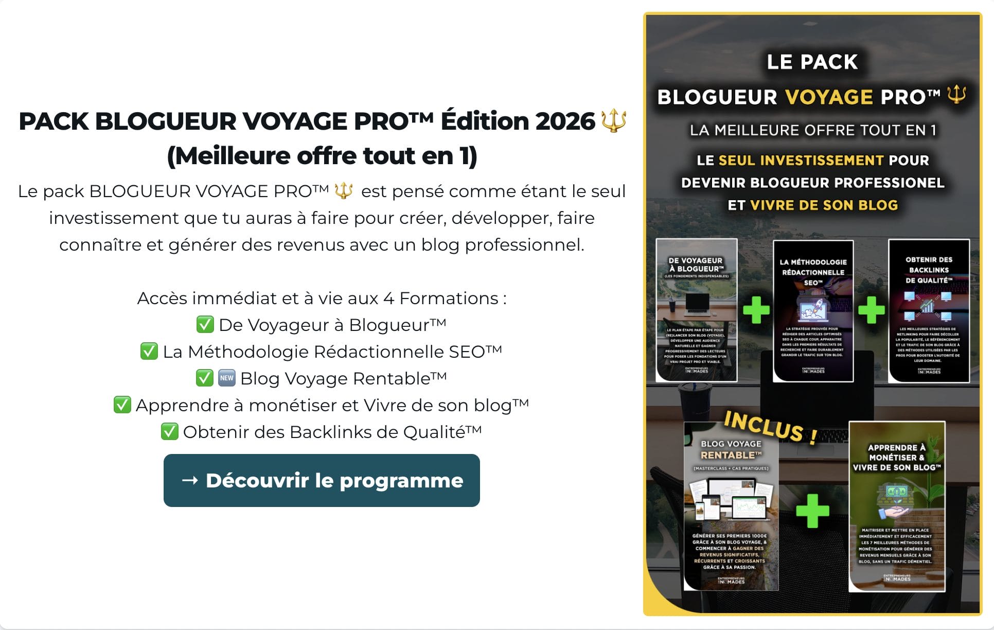 pack formation blogueur voyage pro